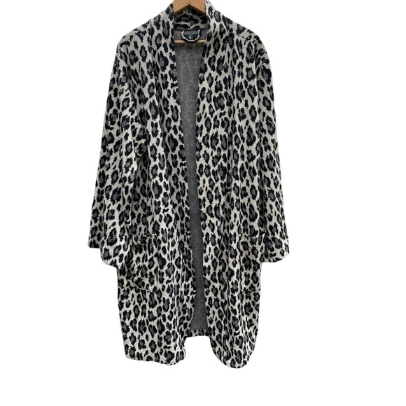 Scott x Scott Leopard Print Duster Long Line Cardigan Beige and Black w/Pockets - Picture 10 of 10